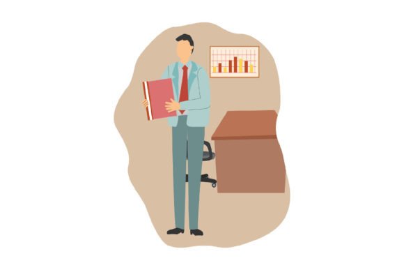 Confident Businessman Standing on Table