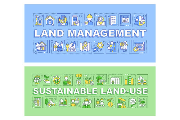 Land Management Word Concepts Banner Set: A Versatile Tool for Property Development and Real Estate